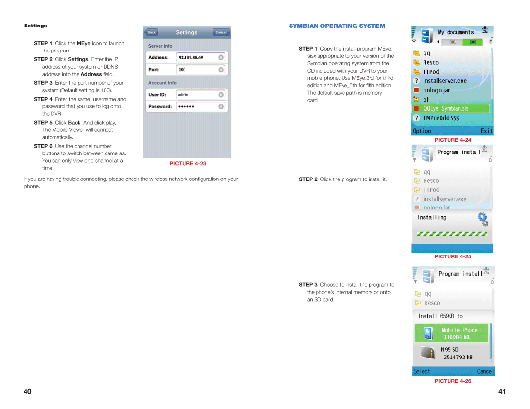 Q-See QS SERIES setup guide Symbian Operating System, Click the MEye icon to launch the program 