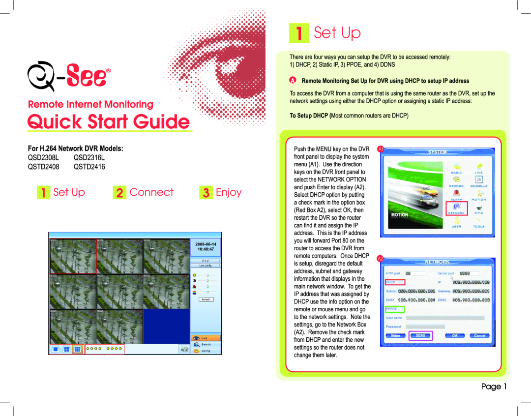 Q-See QS TD2416, QS TD2408, QS D2308L, QS D2316L manual Set Up 
