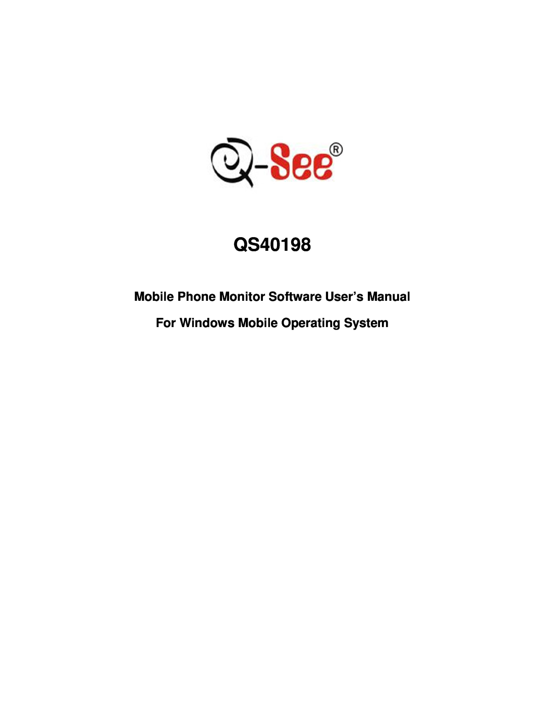 Q-See QS40198 user manual For Windows Mobile Operating System 