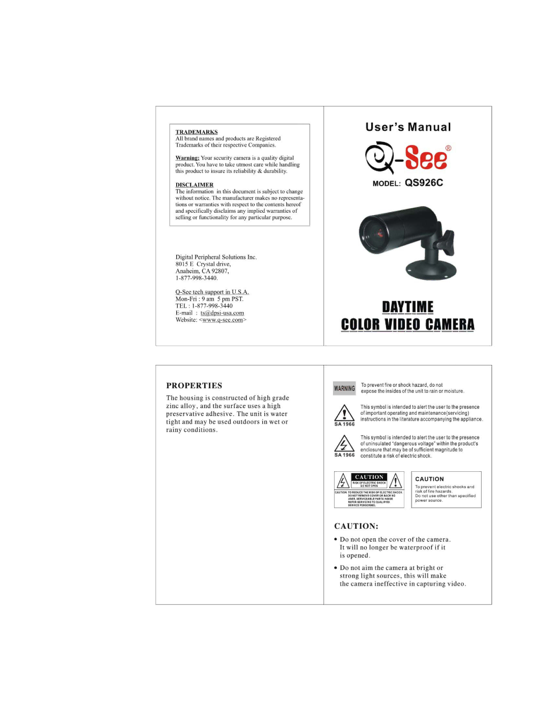 Q-See QS926C manual 