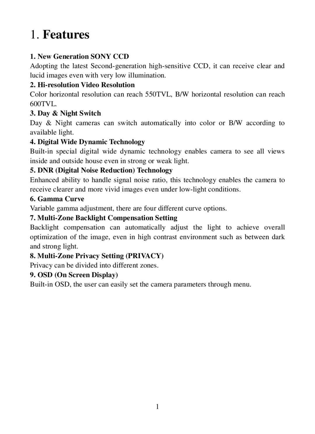 Q-See QSC13212D operation manual Features, New Generation Sony CCD 