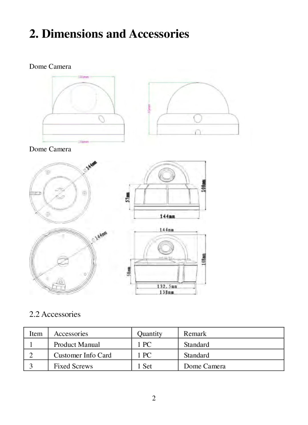 Q-See QSC13212D operation manual Dimensions and Accessories 