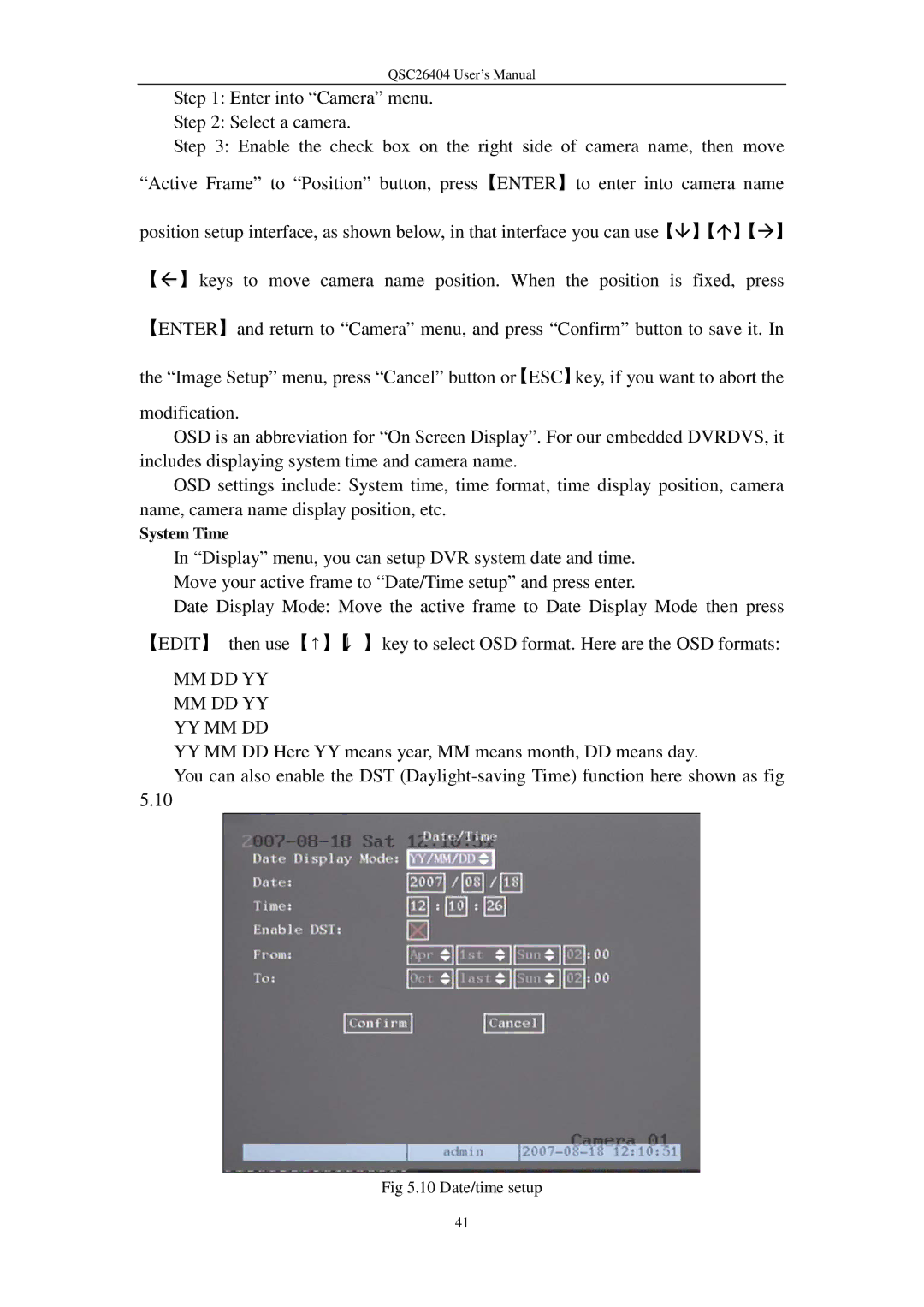 Q-See QSC26404 user manual Mm Dd Yy Mm Dd Yy Yy Mm Dd, System Time 