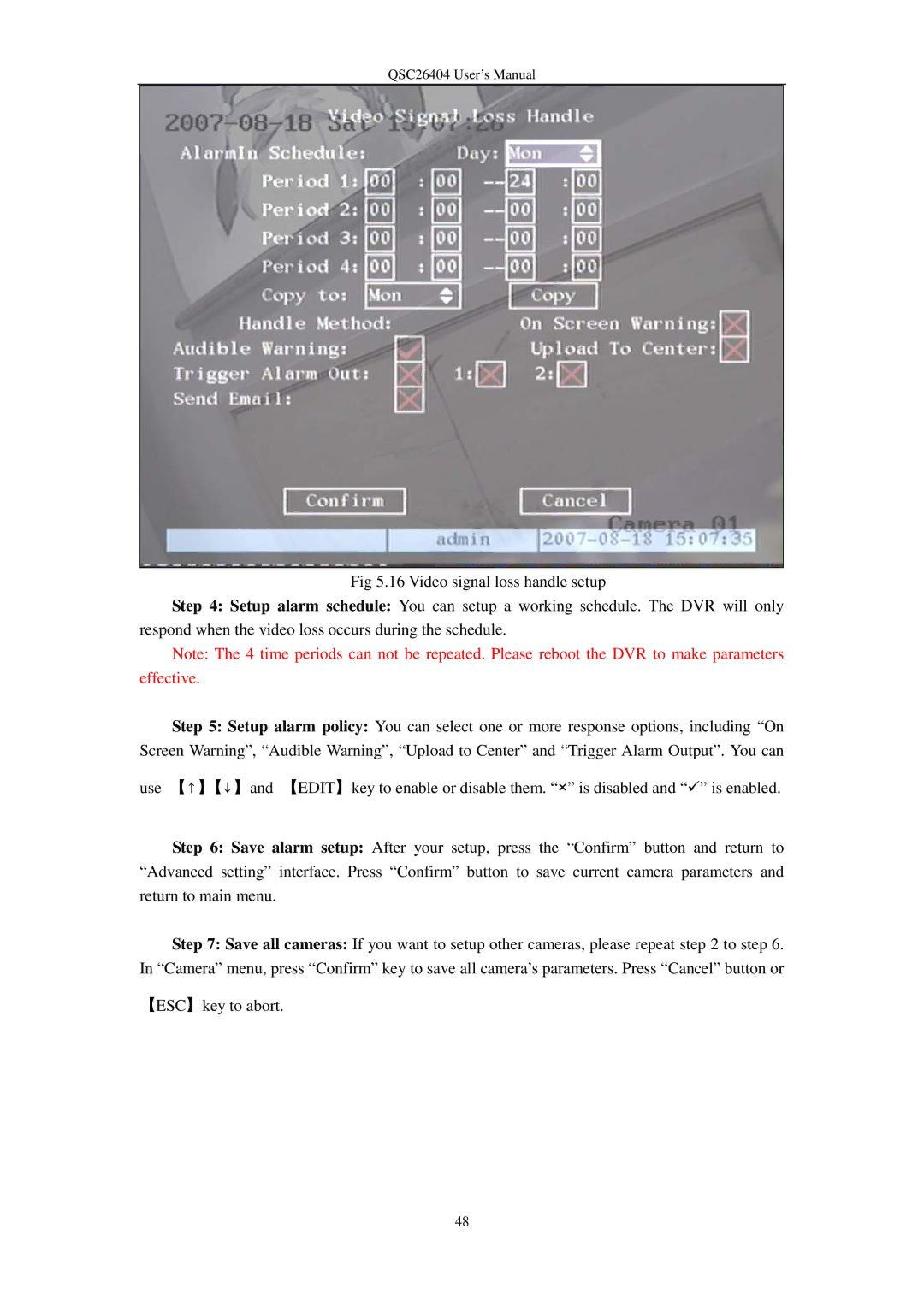 Q-See QSC26404 user manual 【ESC】key to abort 