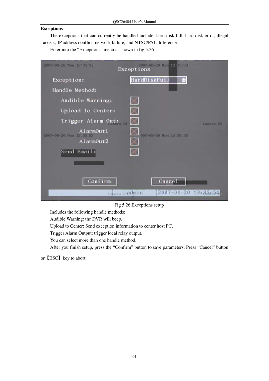 Q-See QSC26404 user manual Exceptions 