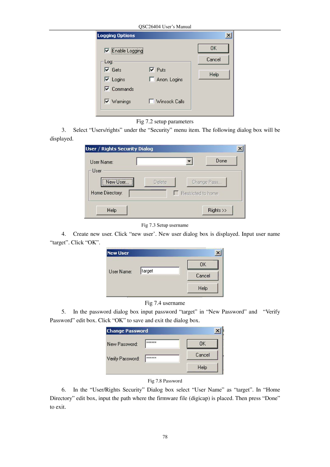 Q-See QSC26404 user manual Setup username 