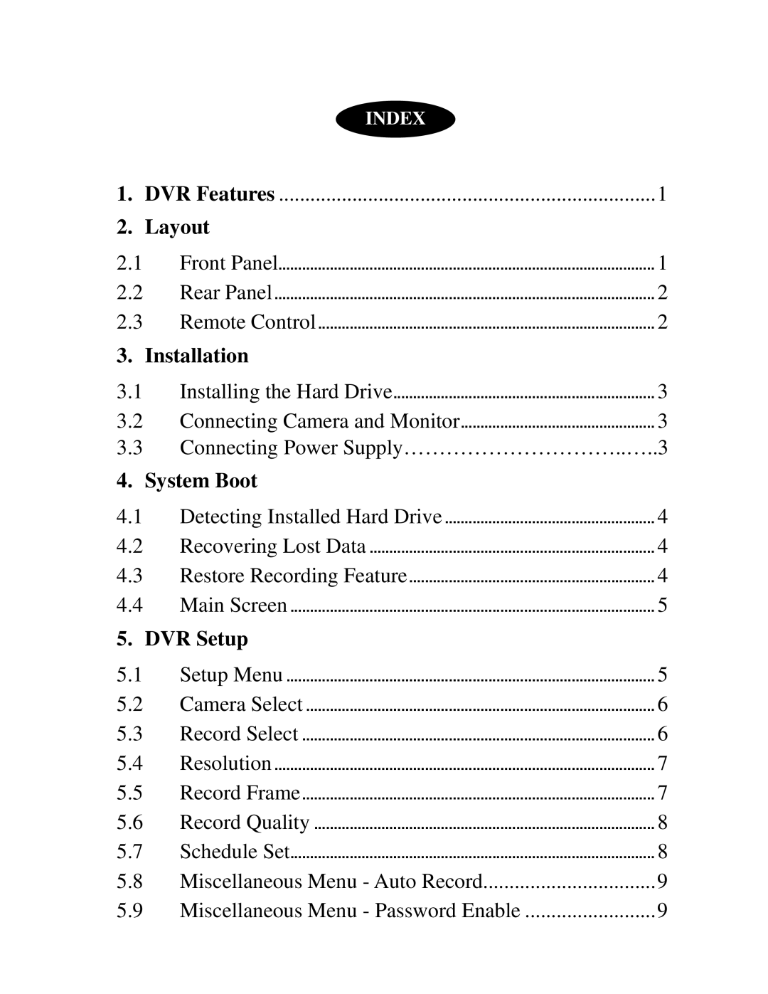 Q-See QSD004 manual Layout, Installation, System Boot, DVR Setup 