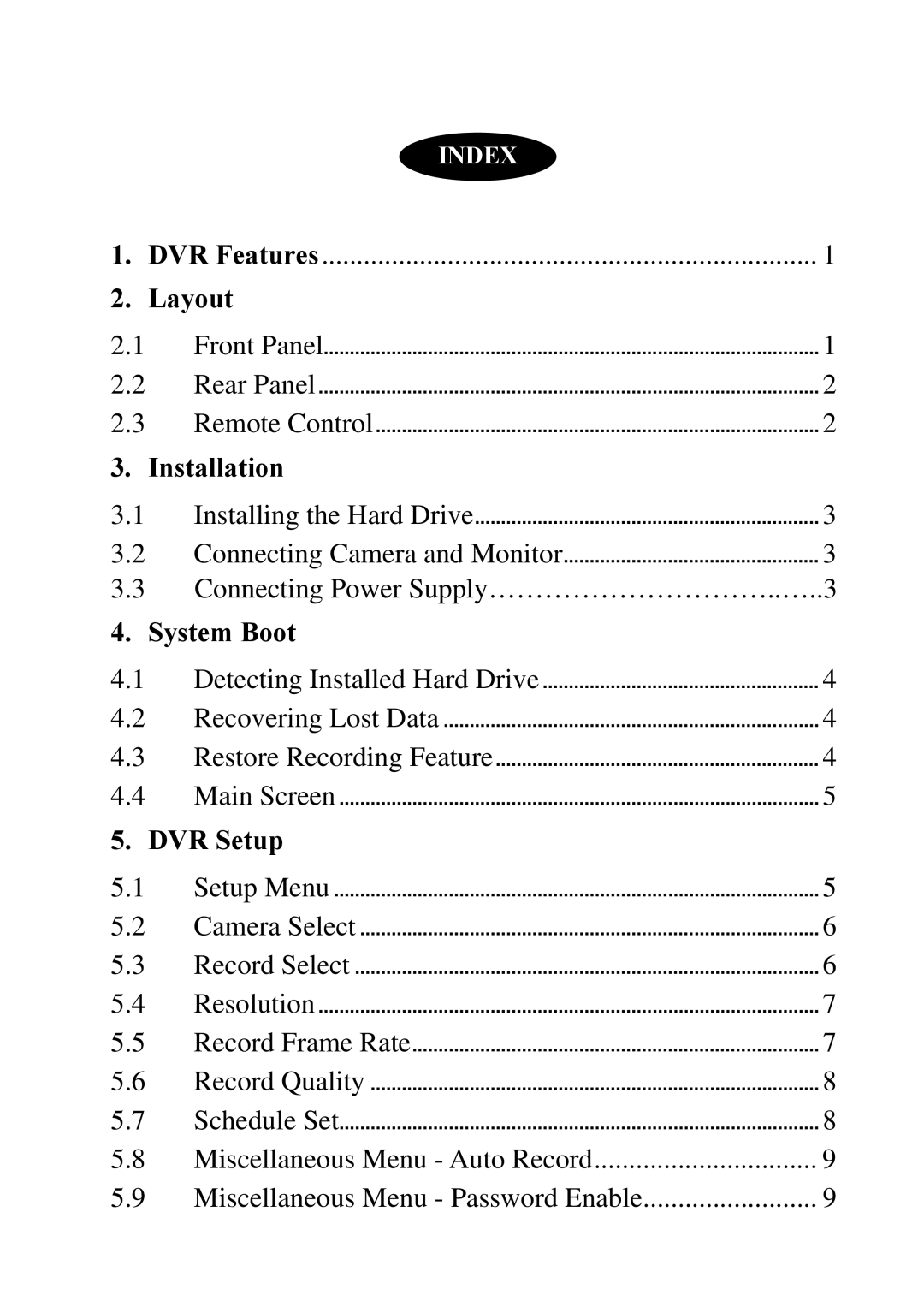 Q-See QSD004C4-250 manual Layout, Installation, System Boot, DVR Setup 