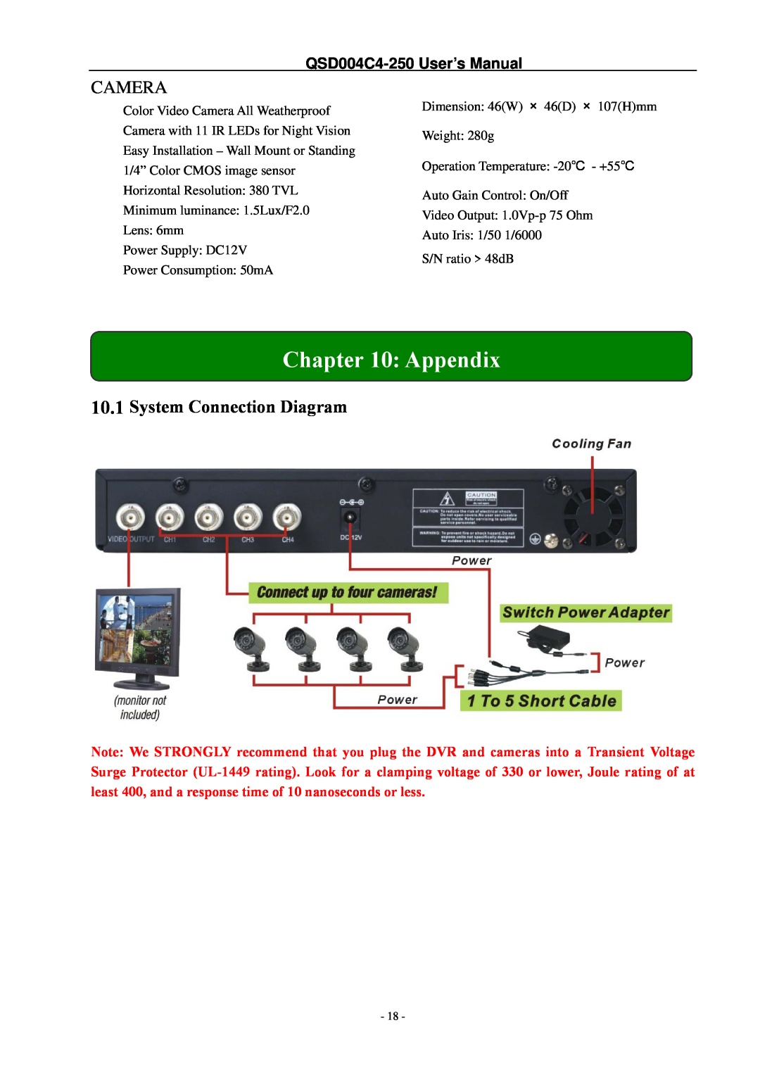 Q-See QSD004C4-250 manual Appendix, 10.1System Connection Diagram 