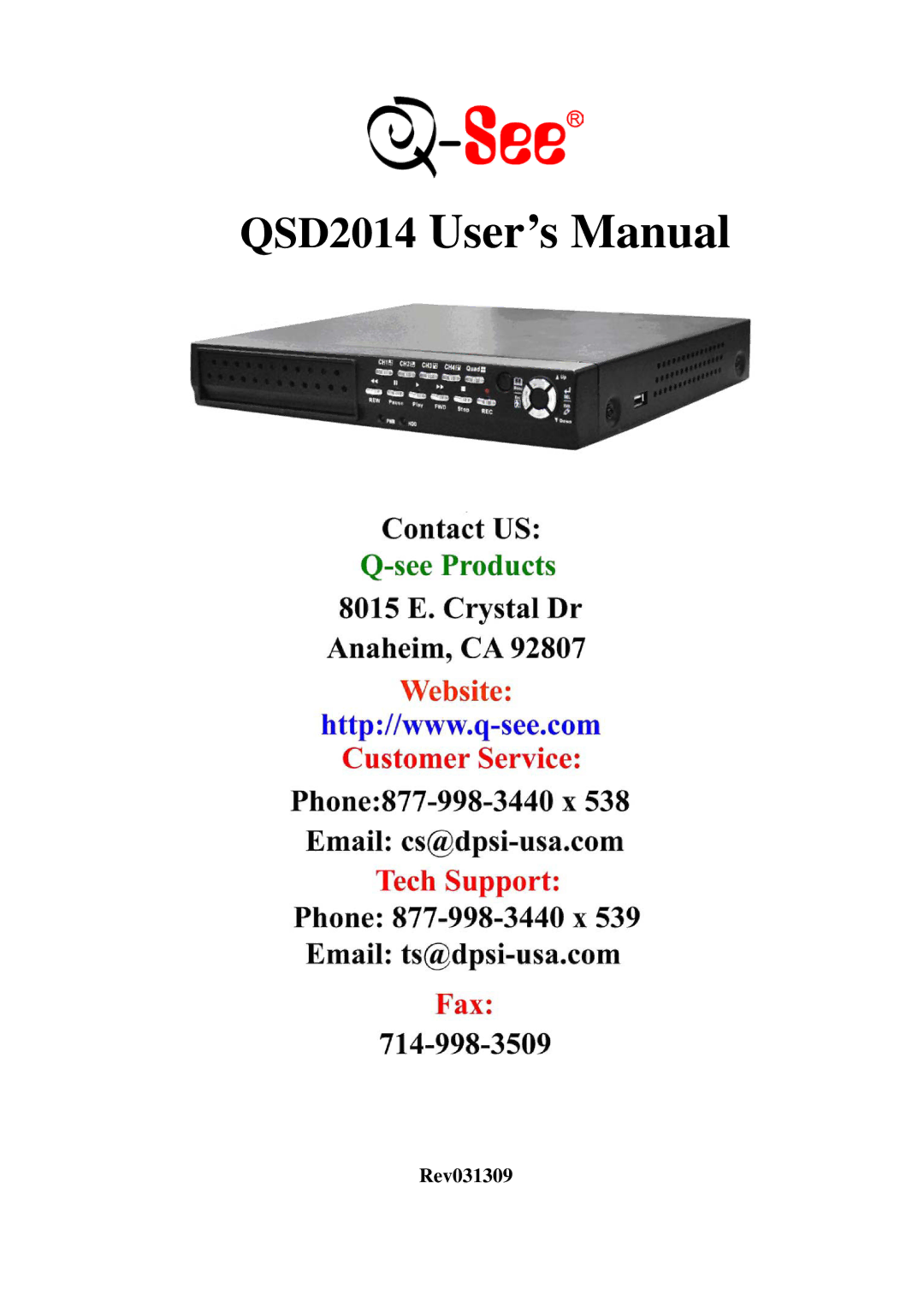 Q-See user manual QSD2014 User’s Manual 