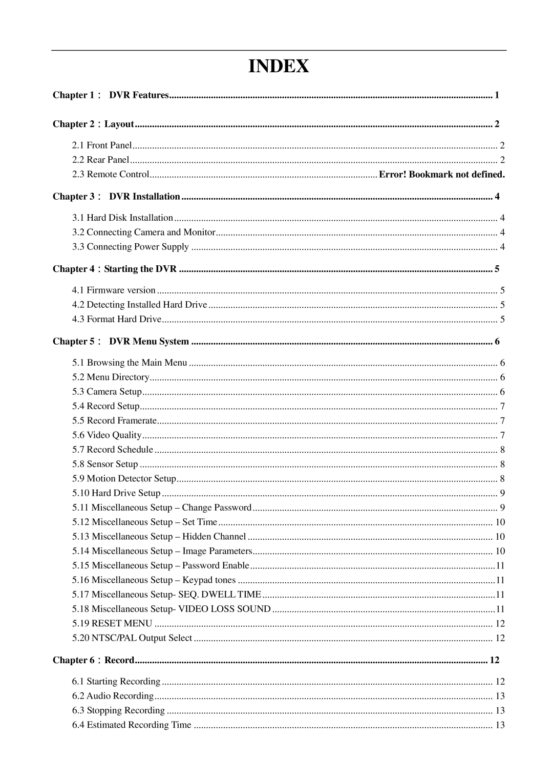 Q-See QSD2014 user manual Index 