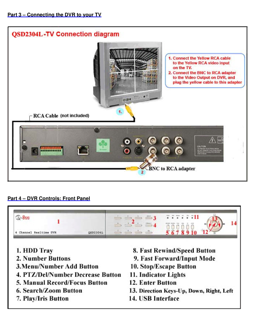 Q-See QSD2304C4-250 manual 