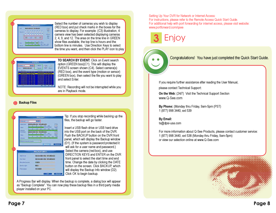 Q-See QSD2308C8 manual Enjoy, Backup Files 