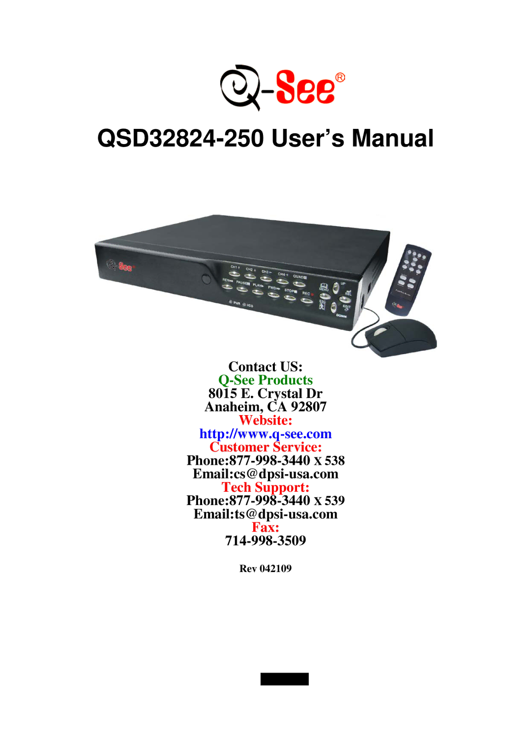 Q-See user manual QSD32824-250 User’s Manual 