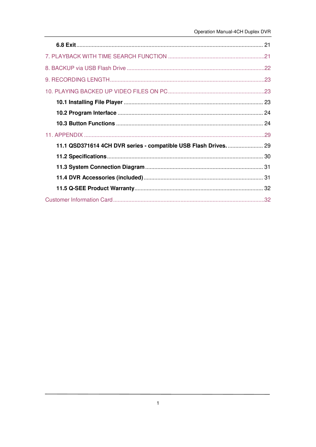 Q-See QSD371614C4-250 user manual 10.1 