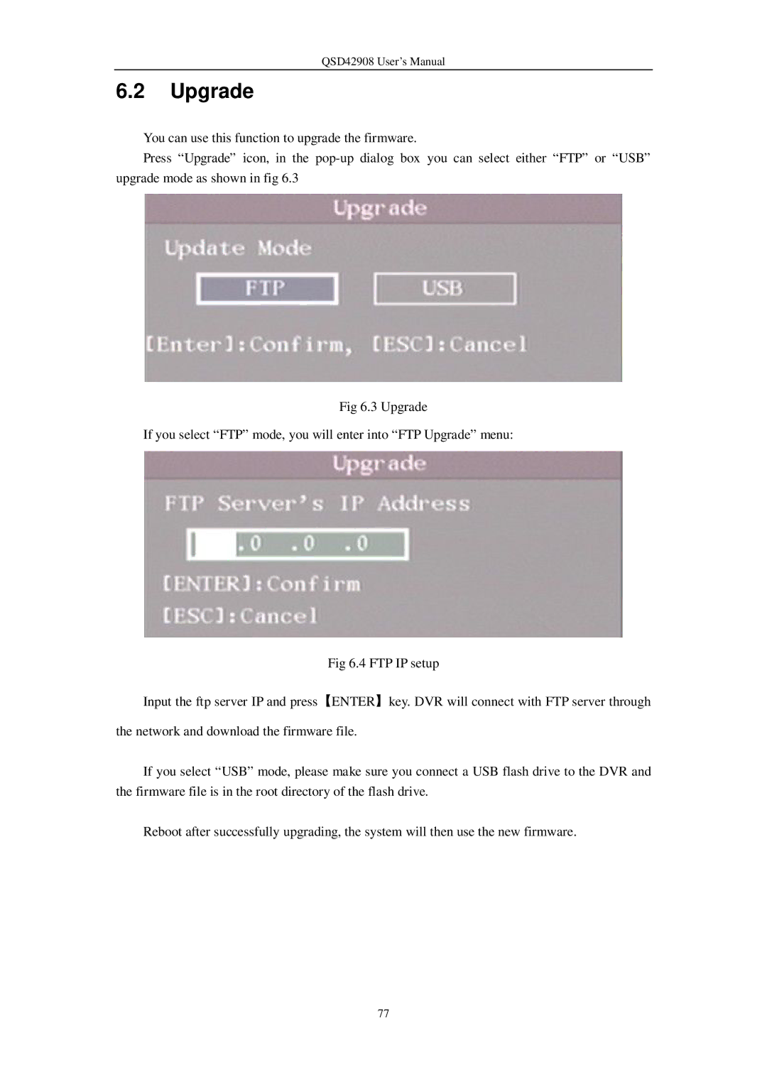 Q-See QSD42908 user manual Upgrade 