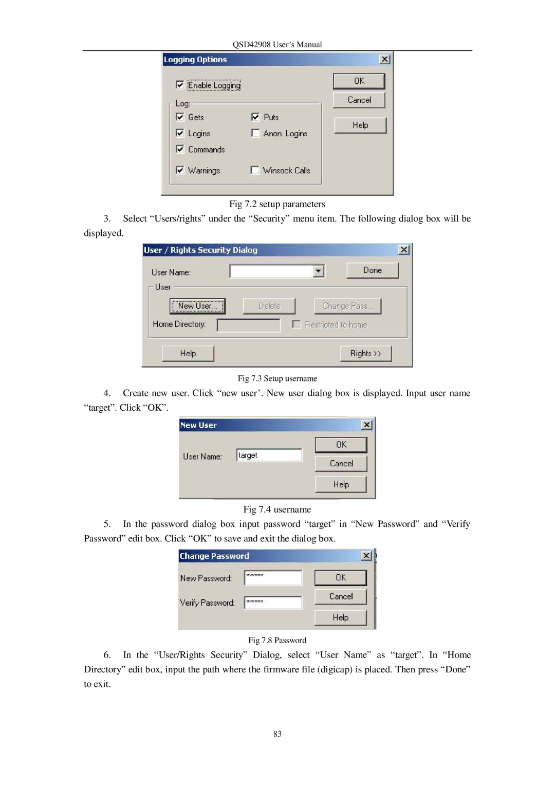 Q-See QSD42908 user manual Setup username 