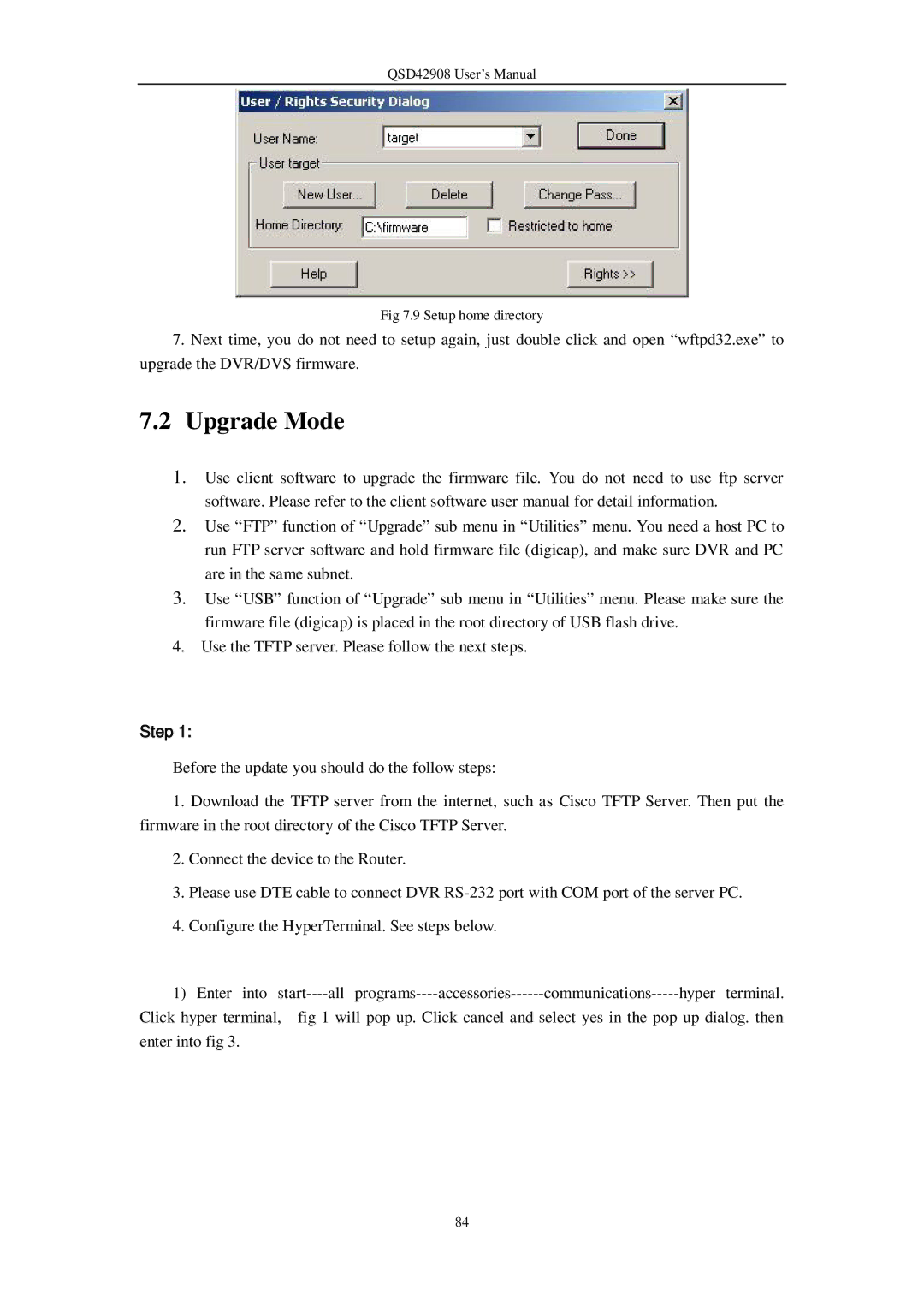 Q-See QSD42908 user manual Upgrade Mode 