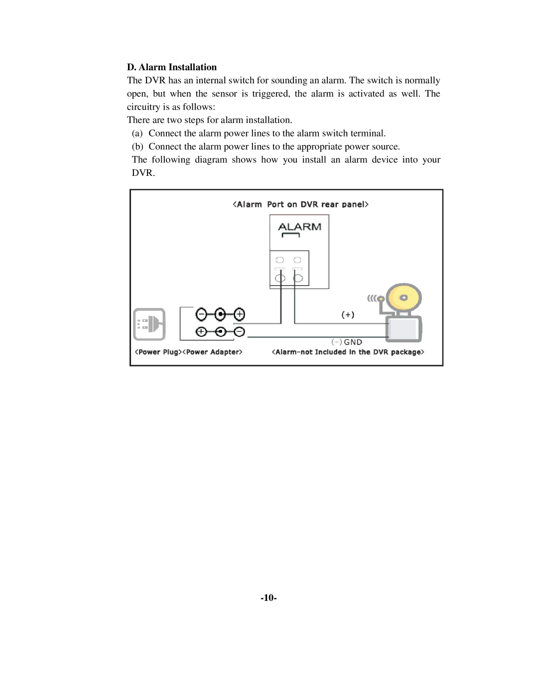 Q-See QSD6204 manual Alarm Installation 