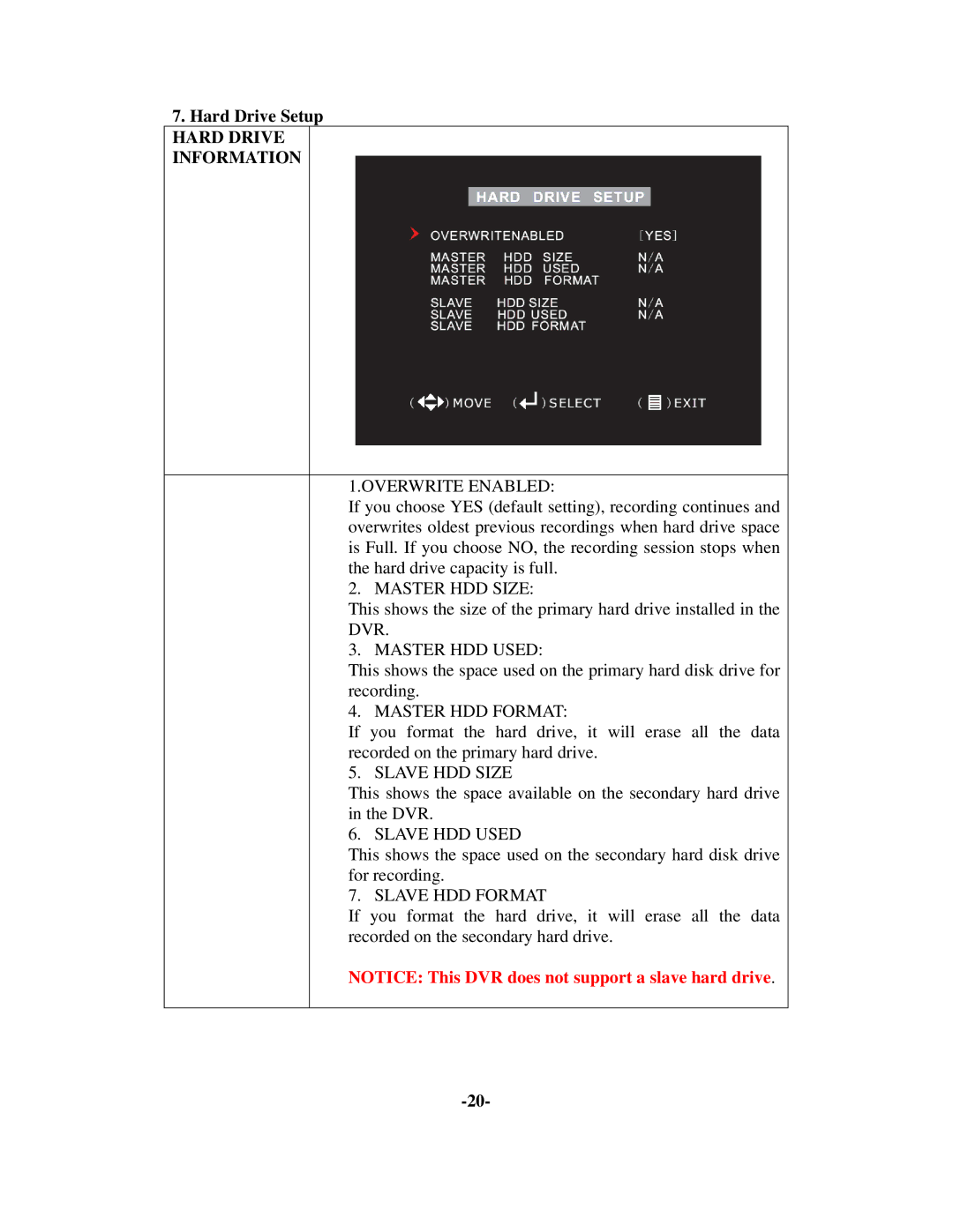 Q-See QSD6204 manual Hard Drive Setup, Hard Drive Information 