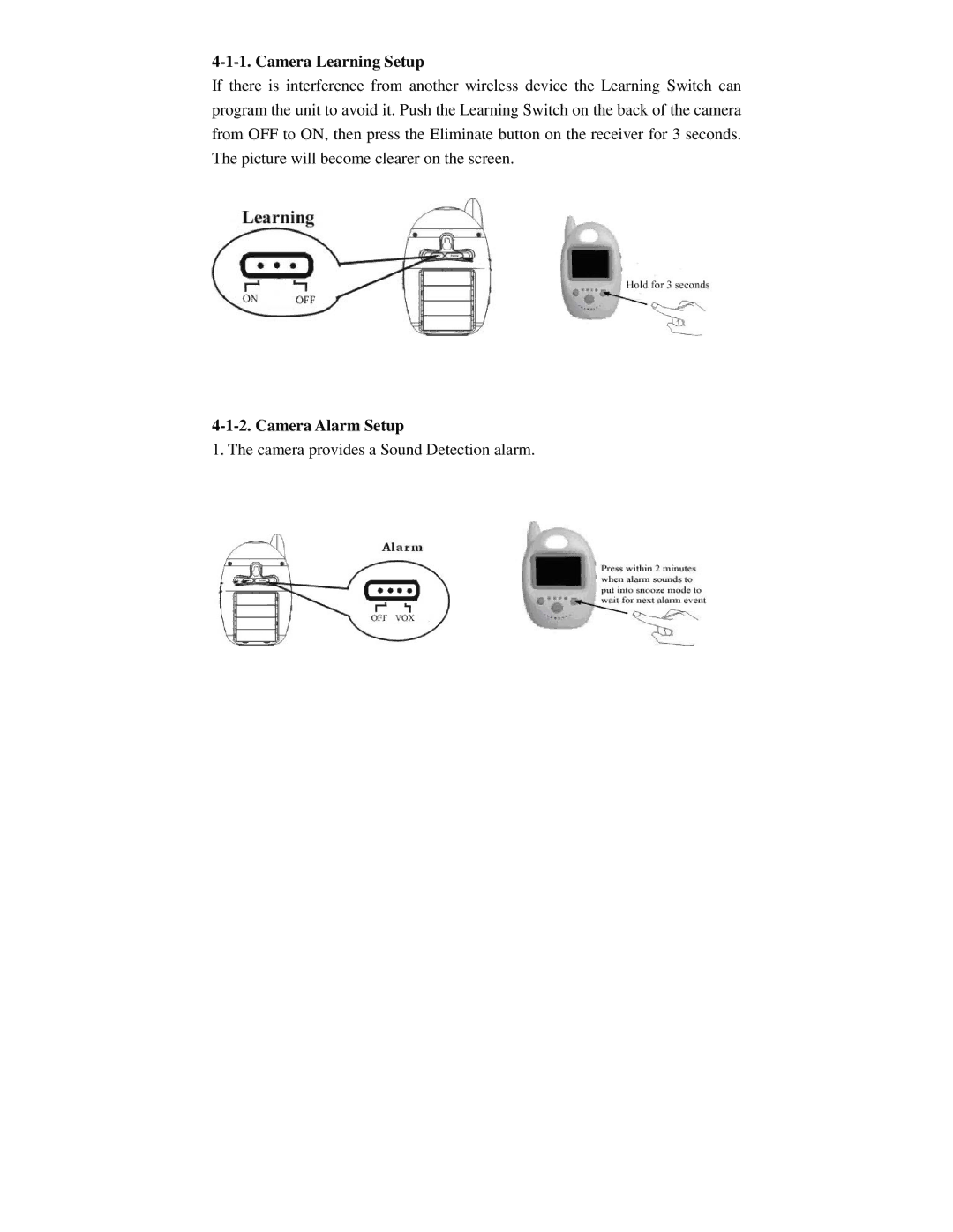 Q-See QSDB8209C manual Camera Learning Setup, Camera Alarm Setup 