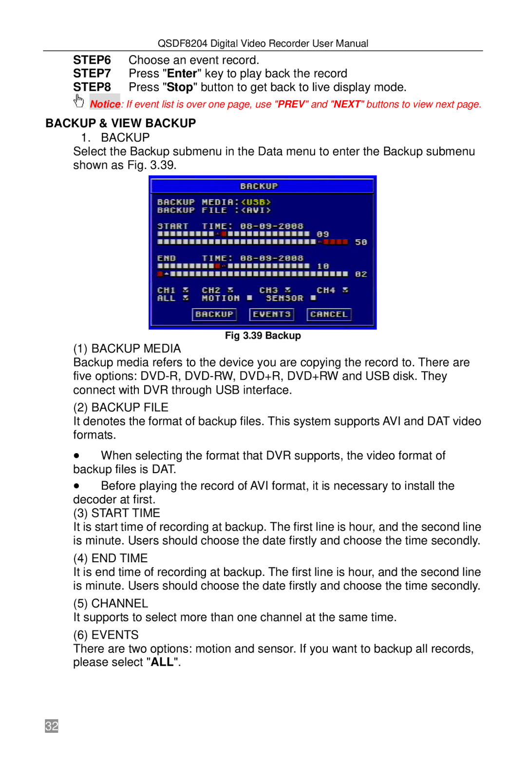 Q-See QSDF8204 user manual Backup & View Backup 