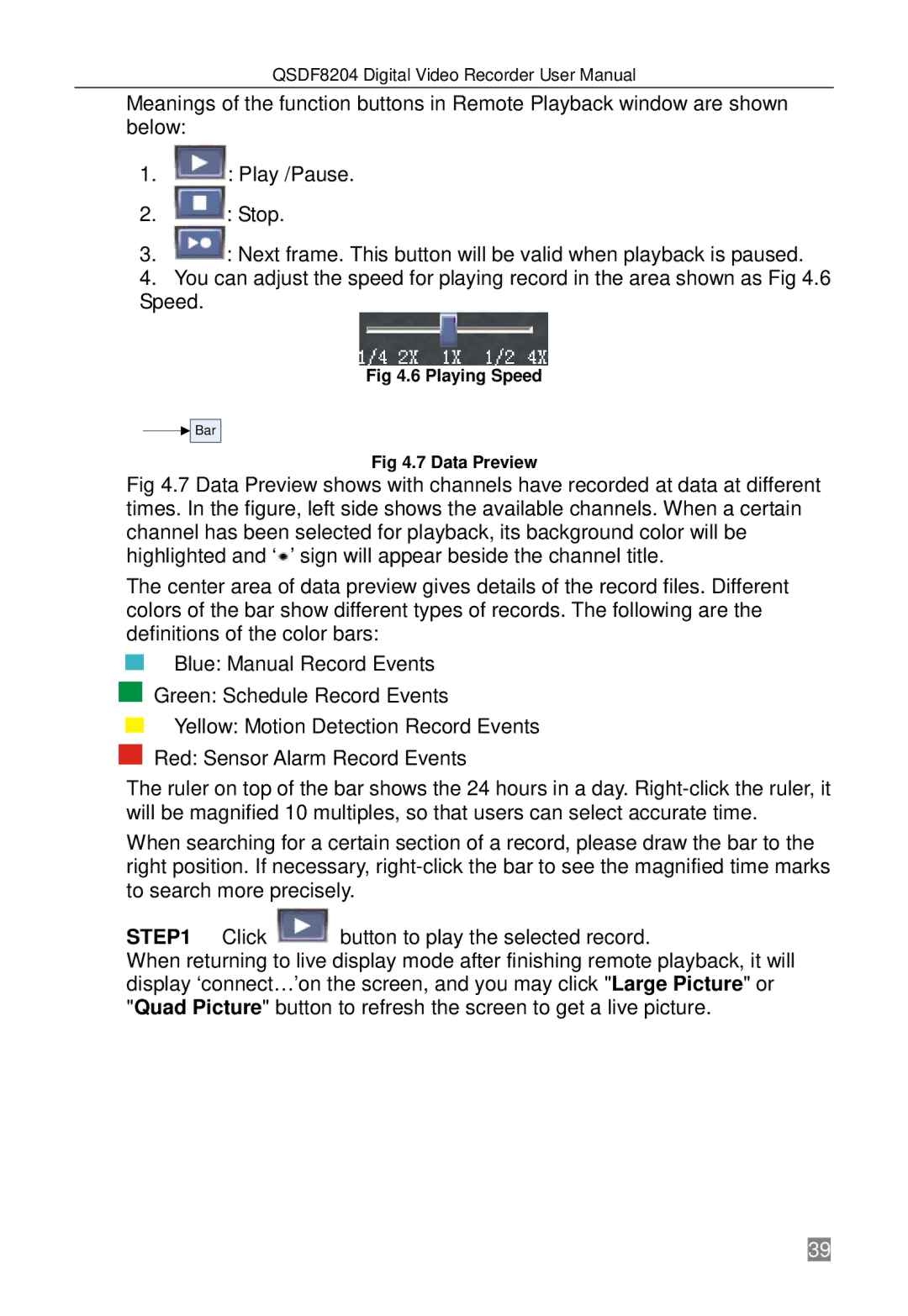 Q-See QSDF8204 user manual Playing Speed 