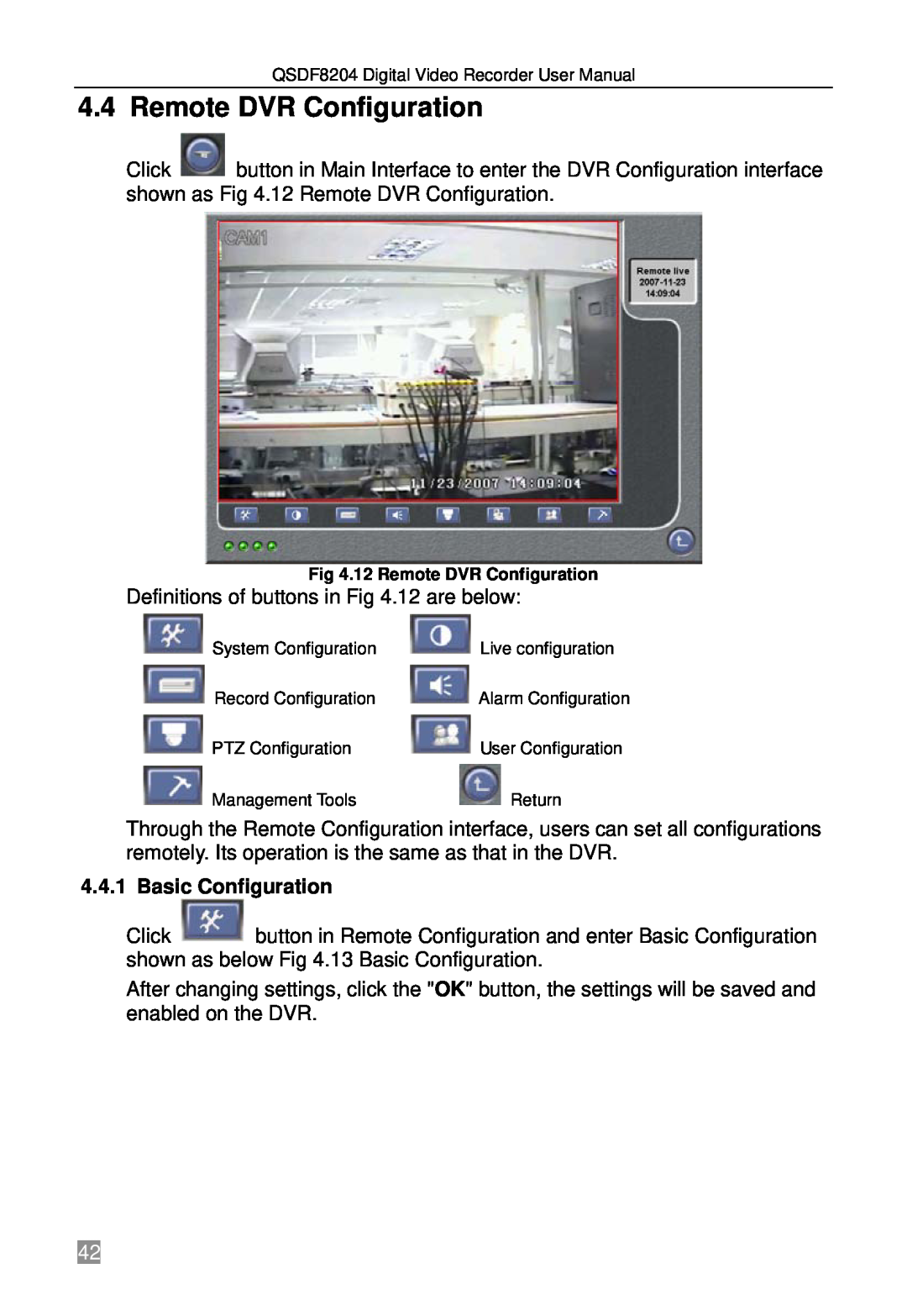 Q-See QSDF8204 user manual Remote DVR Configuration, Basic Configuration 