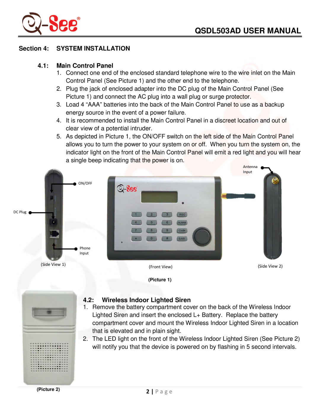 Q-See QSDL503AD user manual A g e 