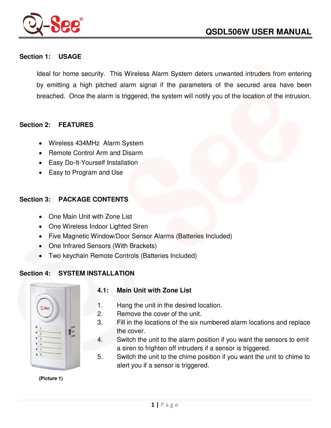 Q-See QSDL506W user manual Usage 