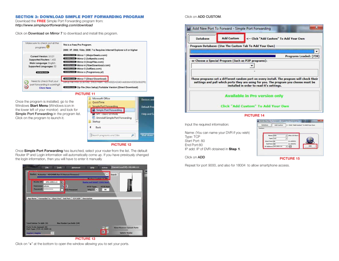 Q-See QSDR, QR, 9004 manual Download Simple Port Forwarding Program 