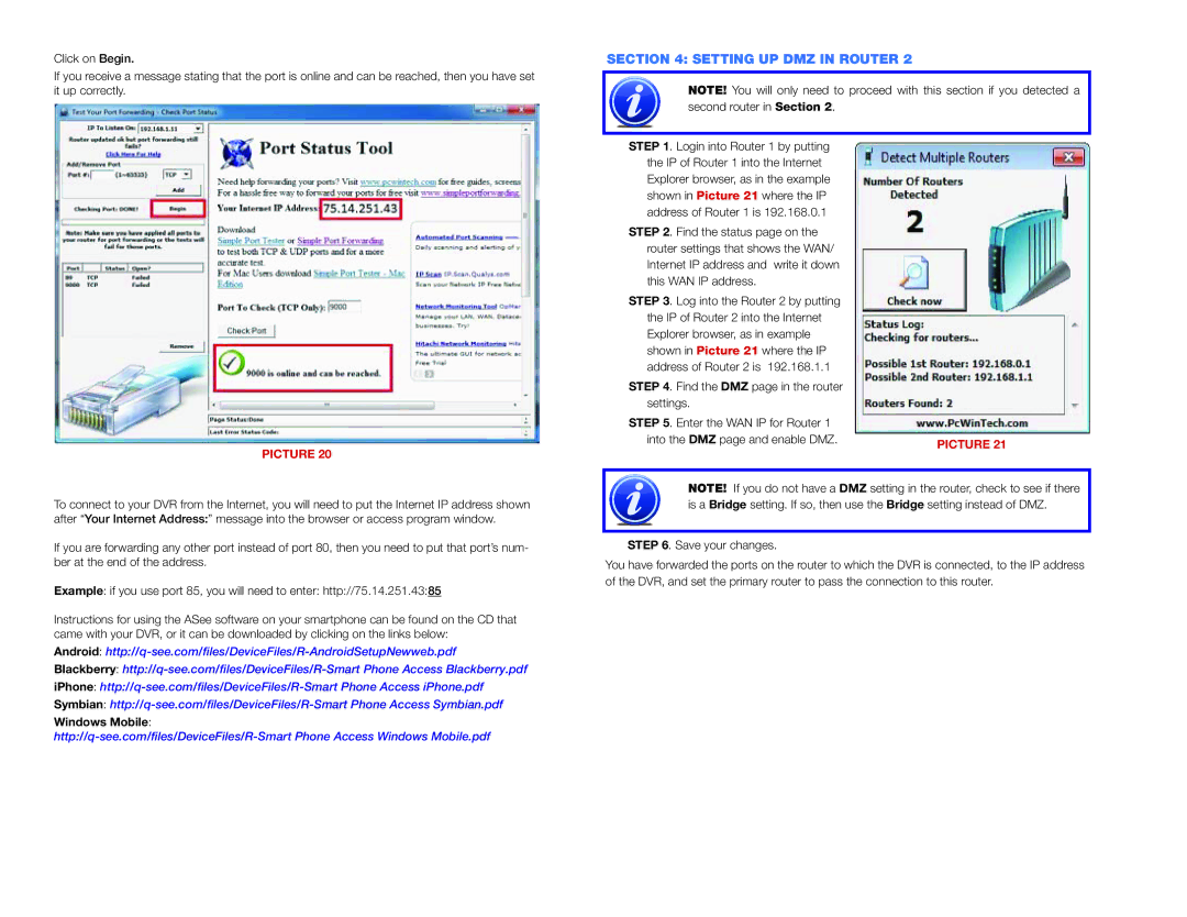 Q-See 9004, QSDR, QR manual Setting UP DMZ in Router 