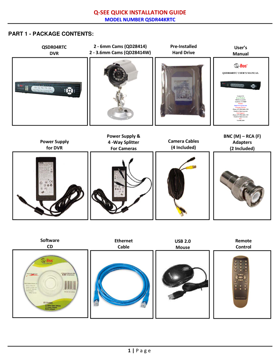 Q-See QSDR44KRTC manual See Quick Installation Guide 