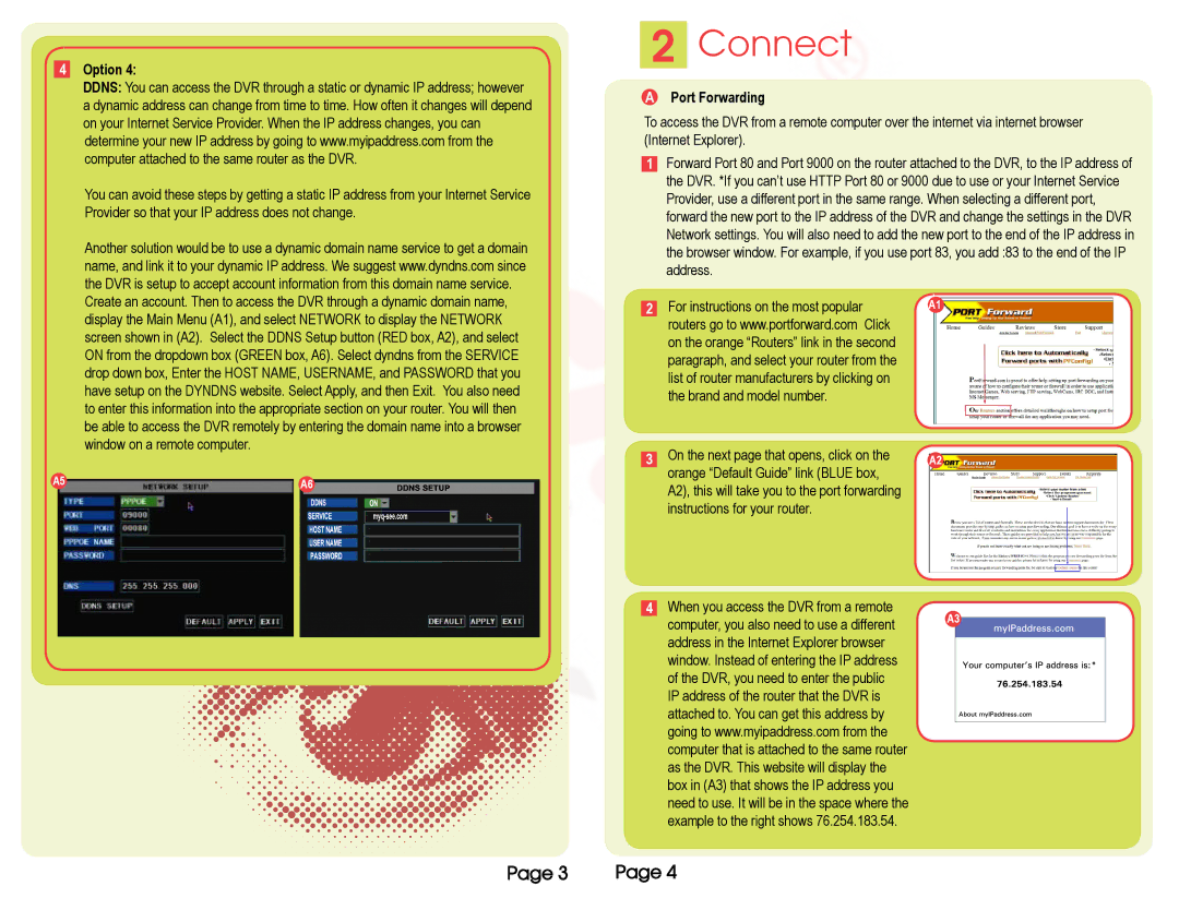 Q-See QSD9004V, QSDR74RTS, QSDR008RTC, QSDR16RTC/B, QSDR174RTX, QSDR4RTC quick start Connect, Option, Port Forwarding 