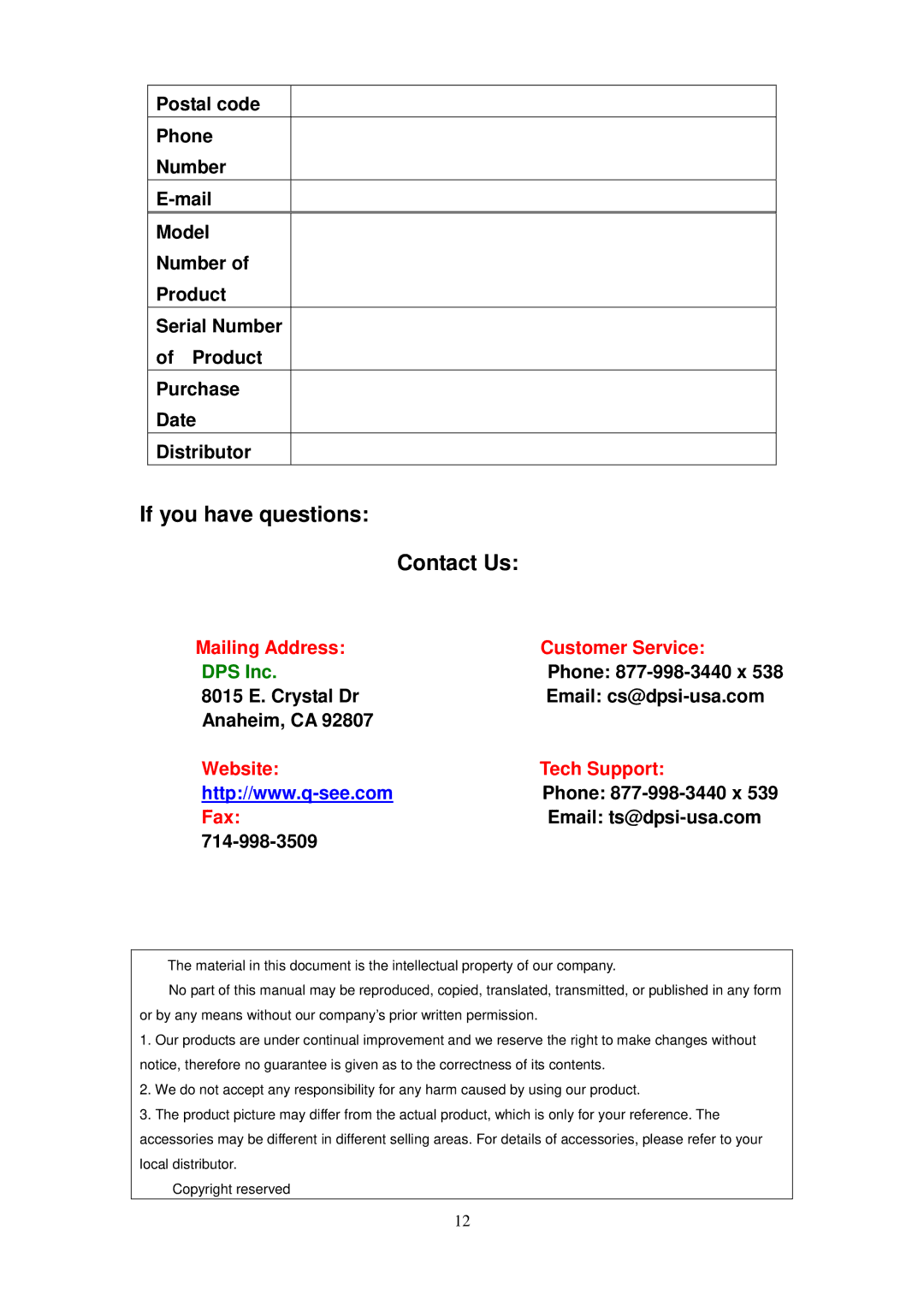 Q-See QSDT304C2 user manual If you have questions Contact Us 