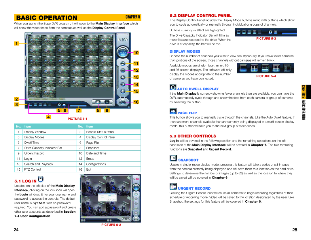 Q-See QSDT8PCDP, QSDT8PCRC, QSDT16PCRC user manual Basic Operation, Display Control Panel, Other Controls 