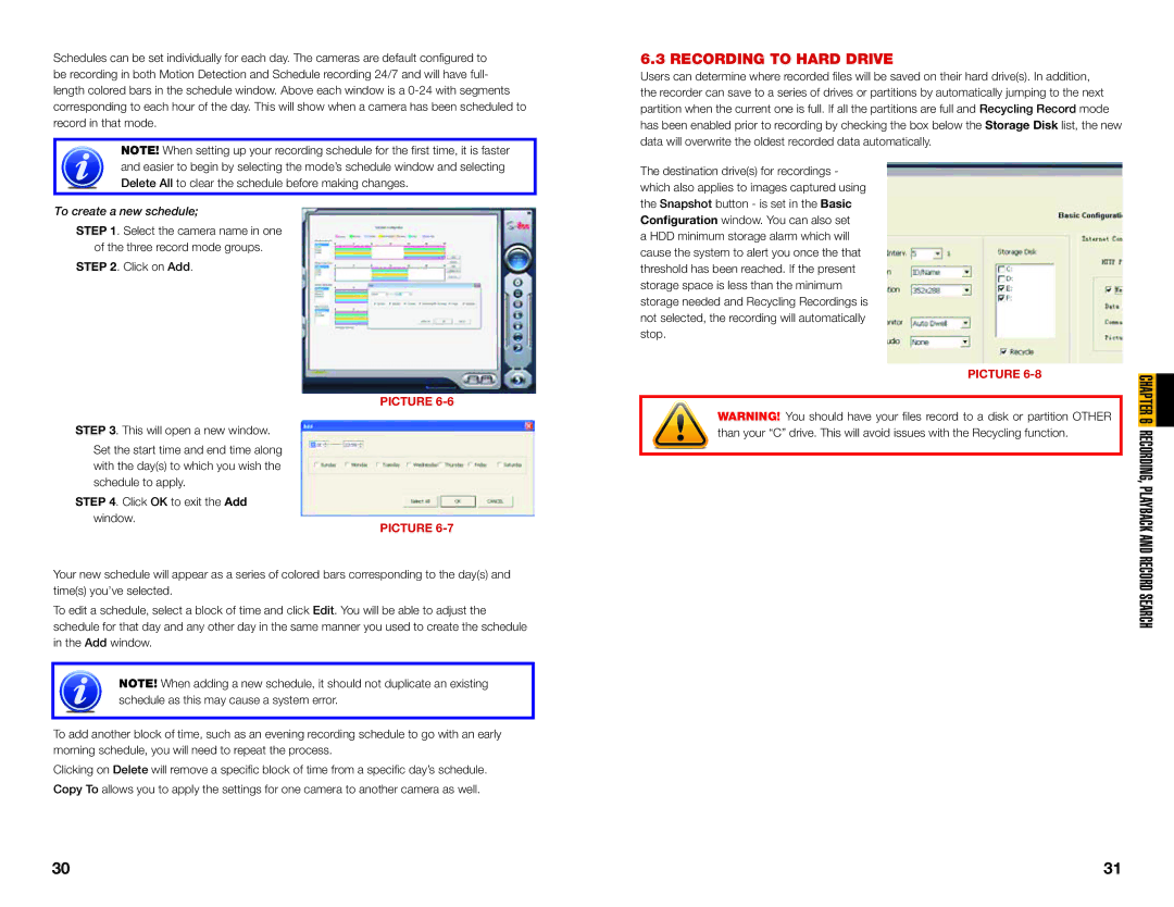 Q-See QSDT8PCDP, QSDT8PCRC, QSDT16PCRC user manual Recording to Hard Drive 