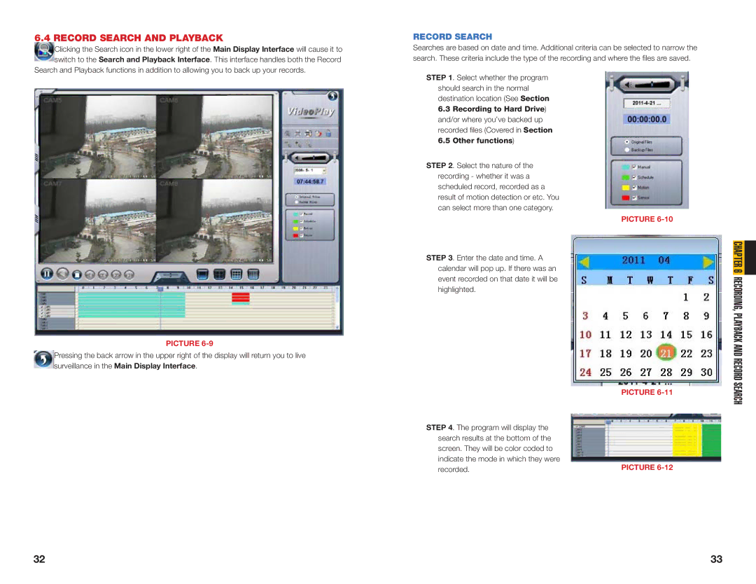 Q-See QSDT16PCRC, QSDT8PCRC, QSDT8PCDP user manual Record Search and Playback 