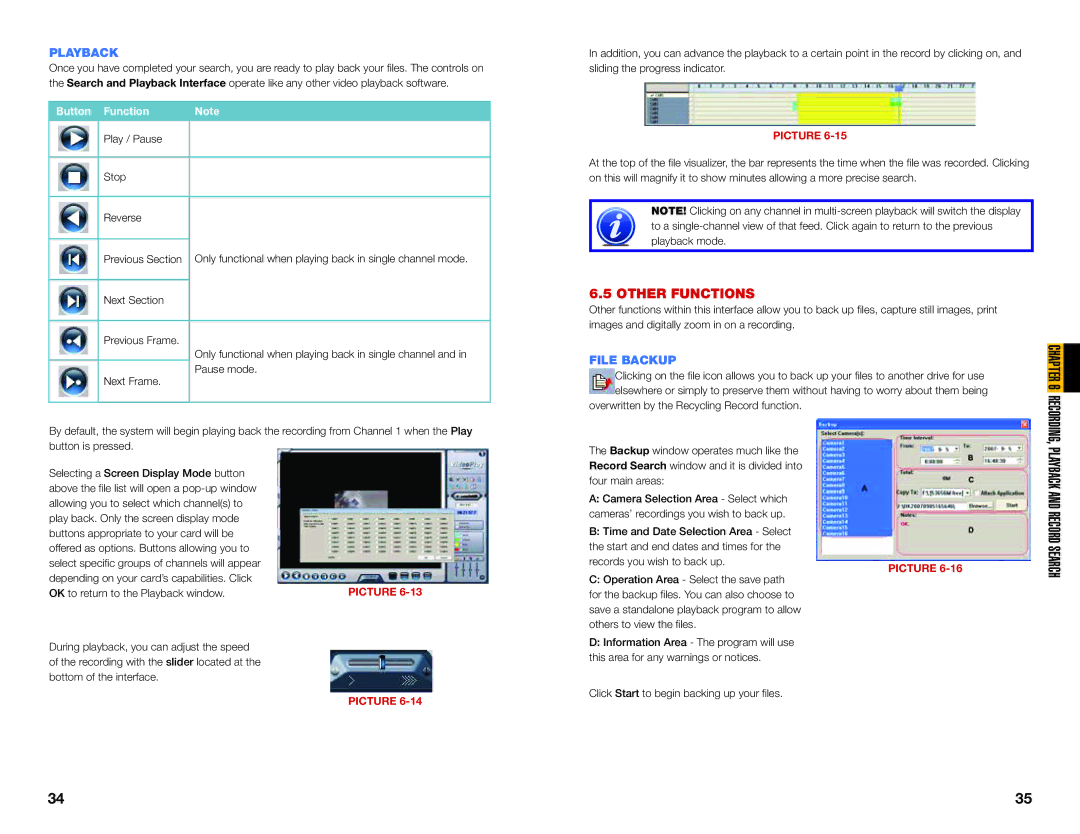 Q-See QSDT8PCRC, QSDT8PCDP, QSDT16PCRC user manual Other Functions, Playback, File Backup 