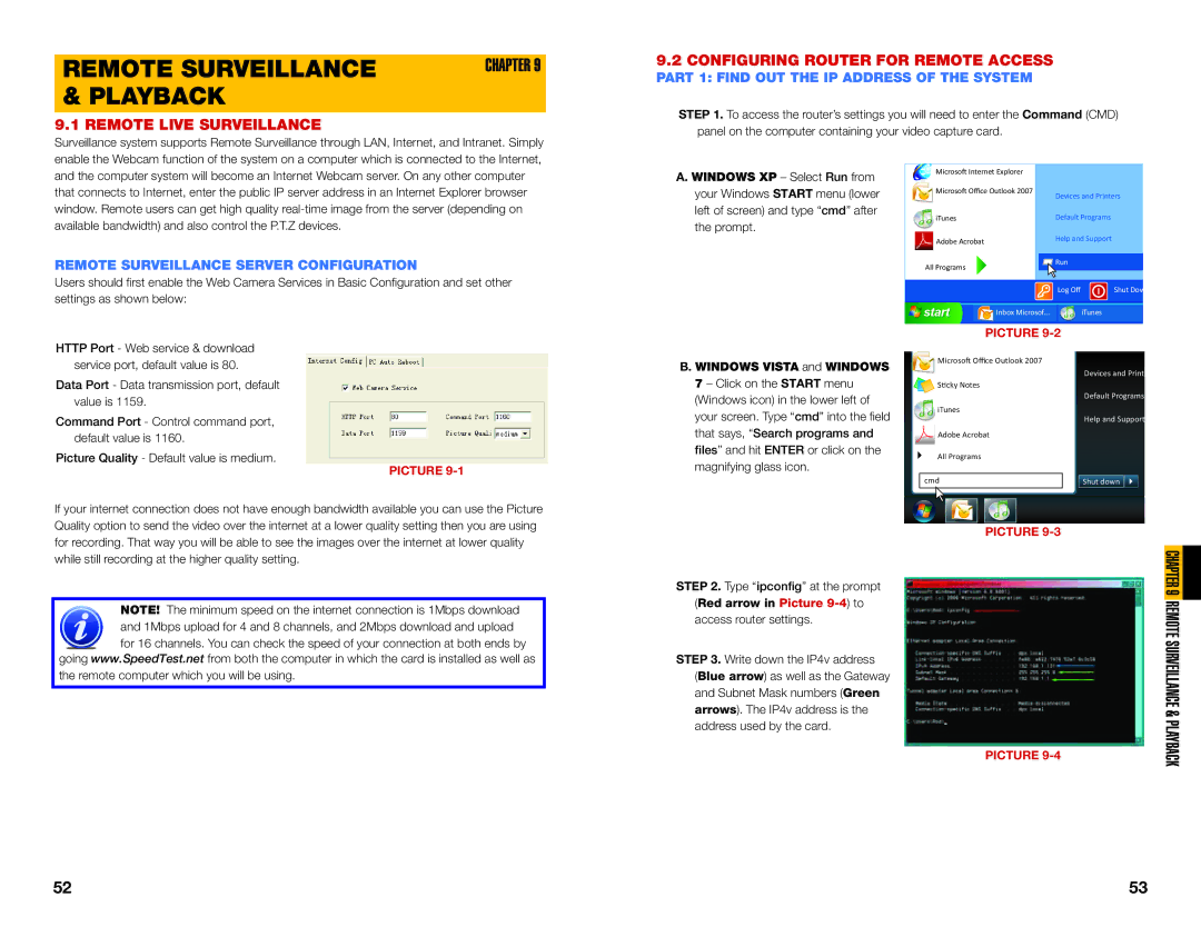 Q-See QSDT8PCRC, QSDT8PCDP Remote Surveillance, Playback, Remote Live Surveillance, Configuring Router for Remote Access 