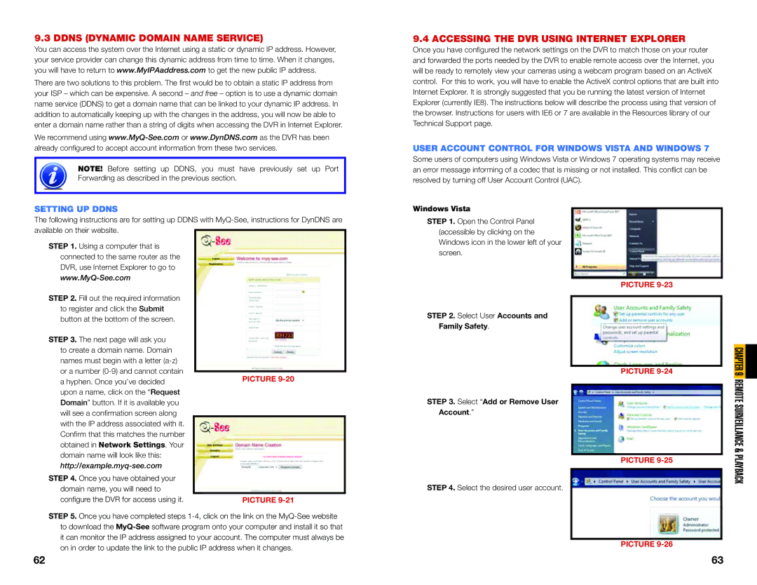 Q-See QSDT16PCRC, QSDT8PCRC Ddns Dynamic Domain Name Service, Accessing the DVR Using Internet Explorer, Setting UP Ddns 