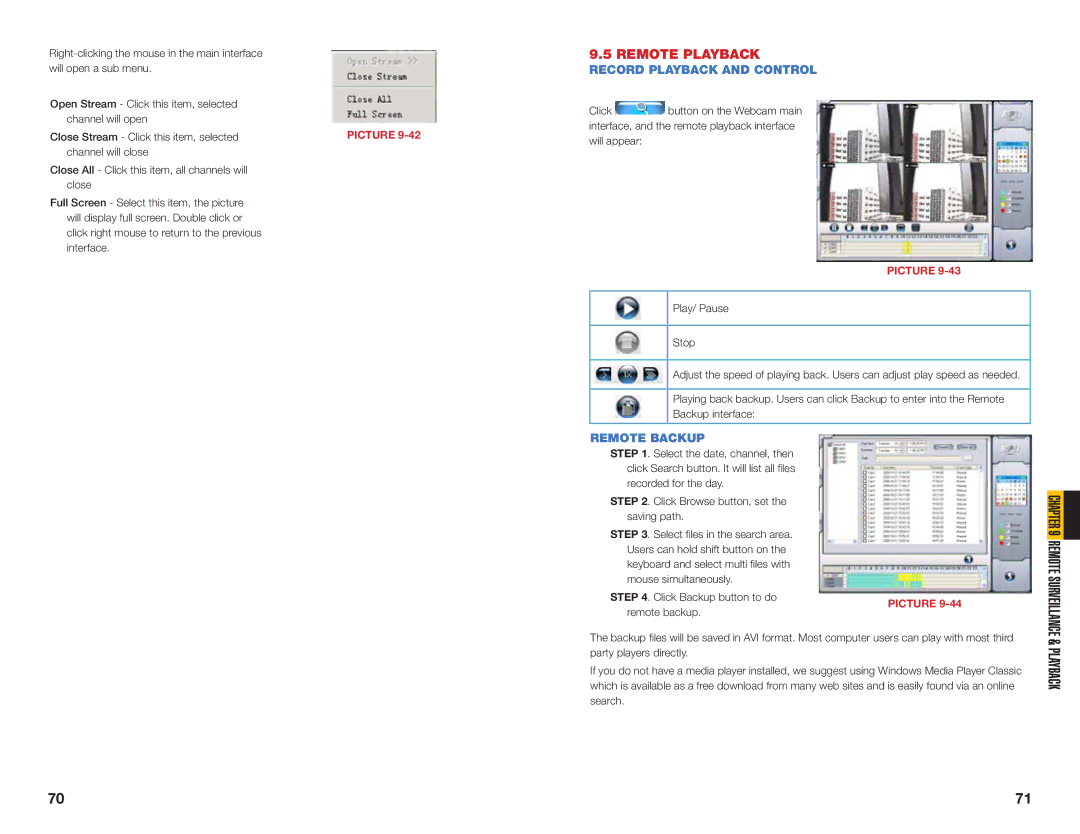 Q-See QSDT8PCRC, QSDT8PCDP, QSDT16PCRC user manual Remote Playback, Record Playback and Control, Remote Backup 