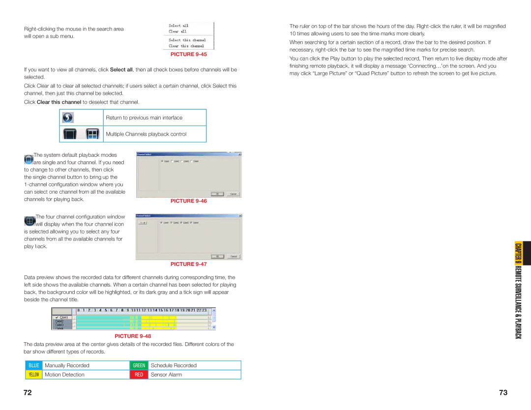 Q-See QSDT8PCDP, QSDT8PCRC, QSDT16PCRC user manual Surveillance & Playback 