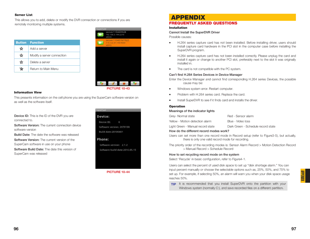 Q-See QSDT8PCDP, QSDT8PCRC, QSDT16PCRC user manual Appendix, Frequently Asked Questions 