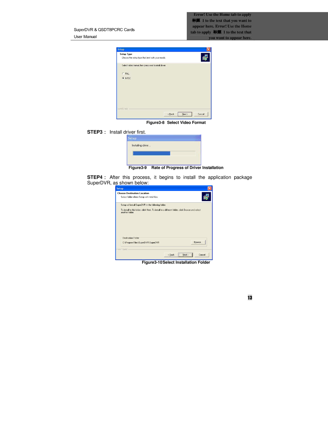 Q-See QSDT8PCRC manual Install driver first, Select Video Format 