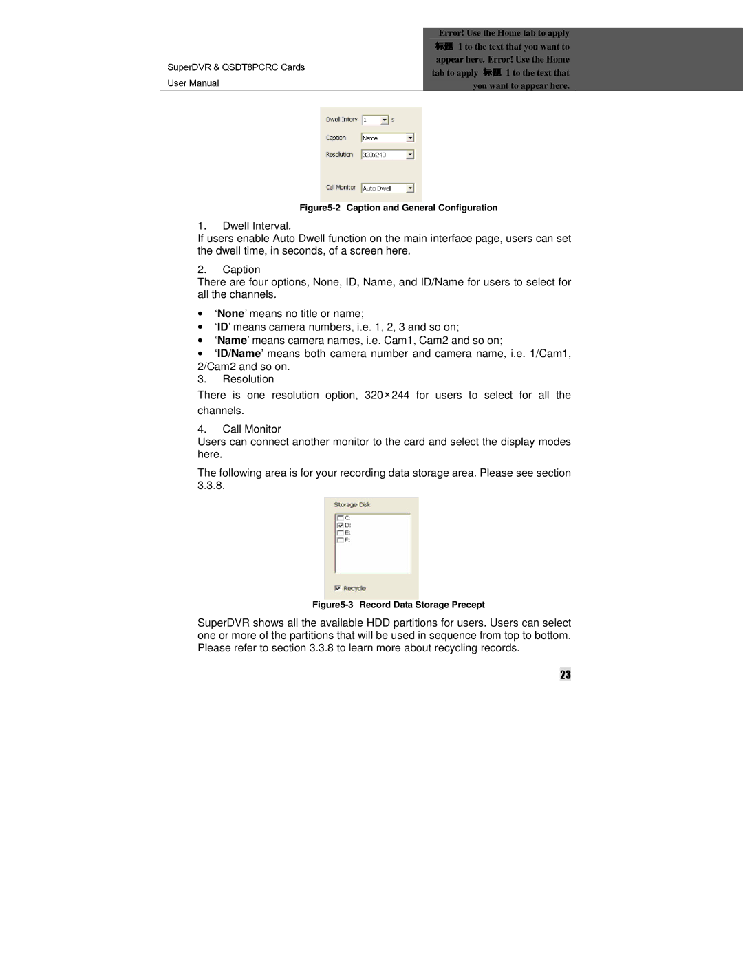 Q-See QSDT8PCRC manual Caption, Resolution, Call Monitor 