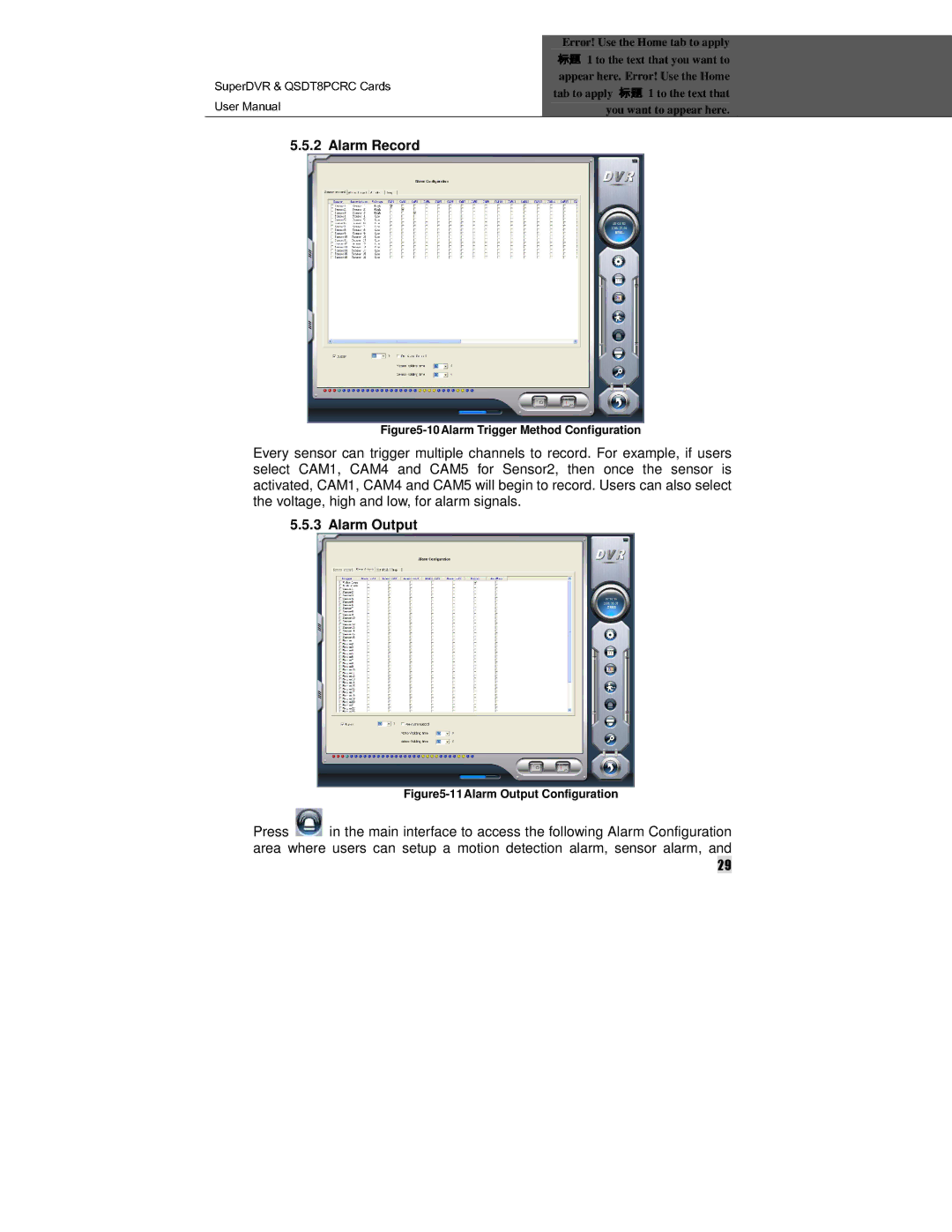 Q-See QSDT8PCRC manual Alarm Record, Alarm Output 