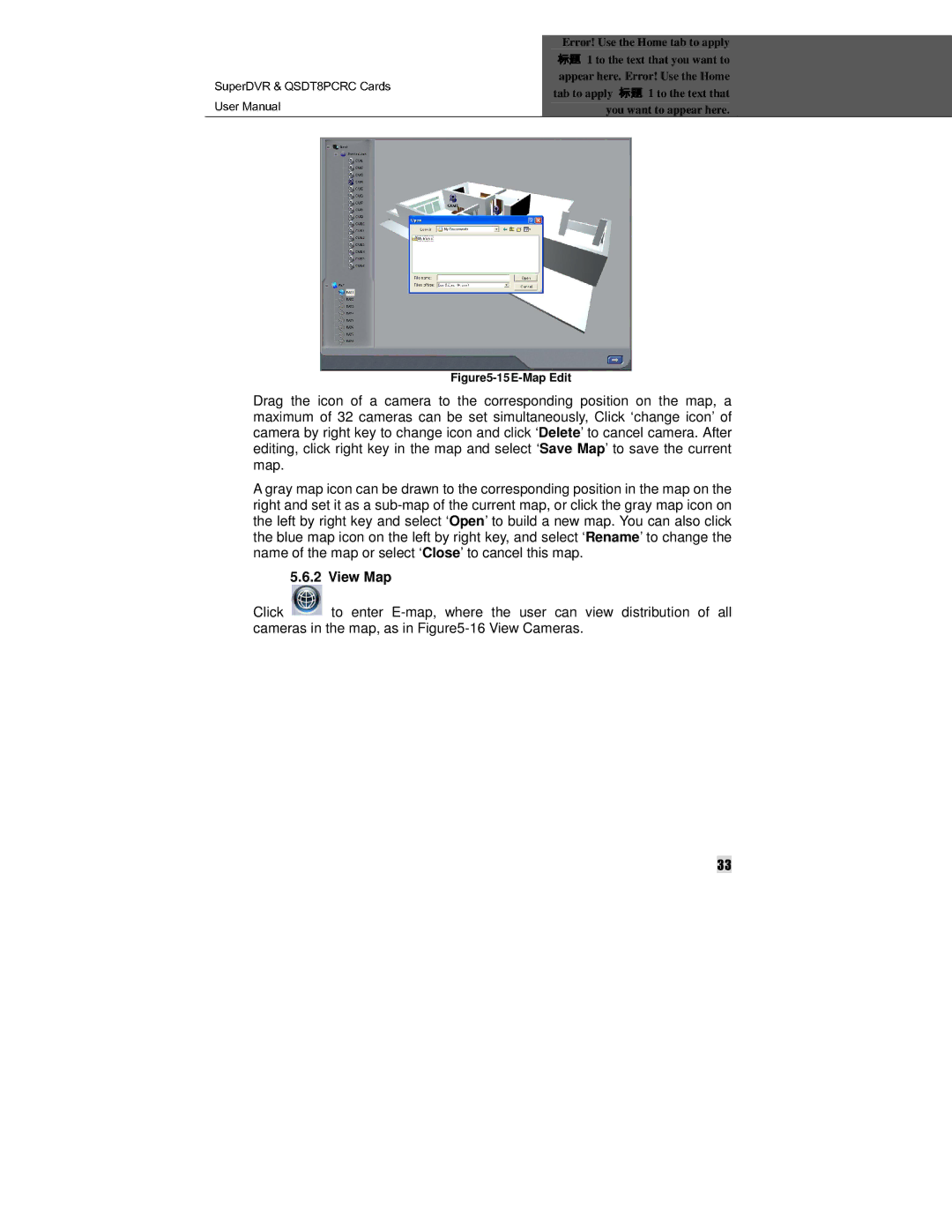 Q-See QSDT8PCRC manual View Map, E-Map Edit 