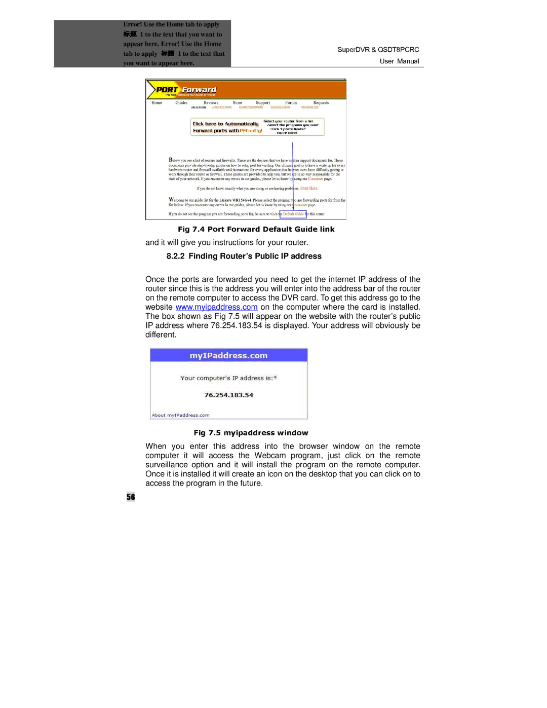 Q-See QSDT8PCRC manual It will give you instructions for your router, Finding Router’s Public IP address 