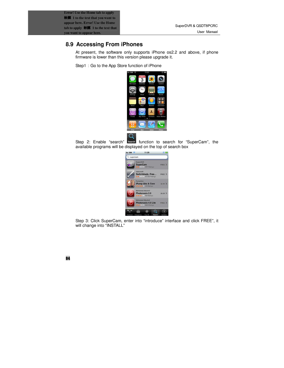 Q-See QSDT8PCRC manual Accessing From iPhones 